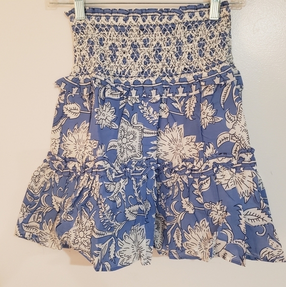 1967- Jennifer & Grace Blue White Floral Smocked Mini Skirt Size M NWT - Picture 3 of 10